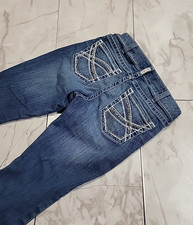 Ariat Real Marine Mid-Rise Boot Entwind Blue Denim Western Jeans Women 30R