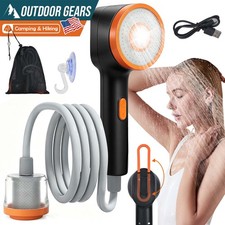 2500mAh Rechargeable Portable Camping Shower Pump with Light for Outdoor Indoor