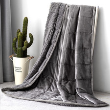 Sherpa Fleece Weighted Blanket 15Lbs, Uniformed Color with Fuzzy Fleece and Shag