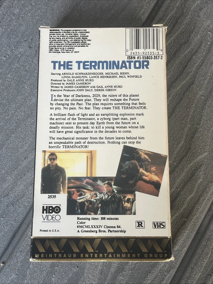 The Terminator VHS 1984 Schwarzenegger Sci-Fi HBO Video - Image 3 of 4