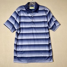 PGA Tour Pro Series Men s Polo Shirt Large Blue Striped Golf Athletic Fit