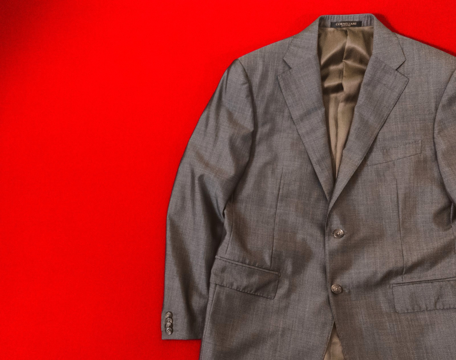 CORNELIANI Men Brown Virgin Wool & Silk Jacket Size 50 / L Grey Button Blazer