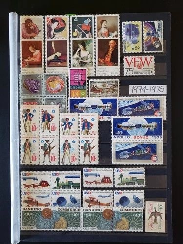 25390-US Stamps Collection Year 1974-1975, Blocks  & Singles - Mint 42 Pcs