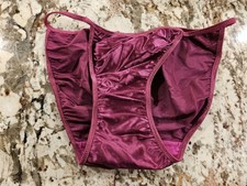 True Vintage Victoria Secret Second Skin Satin String Bikini Panty Purple Medium