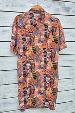 Silk Dress Abstract Face Print Button Front Colorful Graphic Fendi Logo Buttons