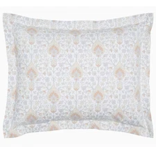 JOHN ROBSHAW TEXTILES NIRAV 1 KING SHAM ORGANIC VIOLETS FLOWER ORANGE PINK LILAC