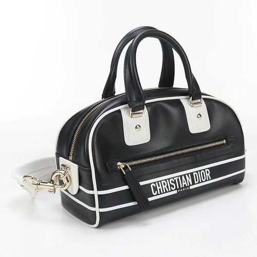 SAC À MAIN AUTHENTIQUE CHRISTIAN DIOR M6209 00BR 2 VOIES PETIT SAC VIBE UNISEXE NOIR F/S