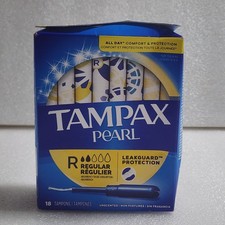 Tampax Pearl Tampons Regular Unscented Leakguard Protection 18 count New