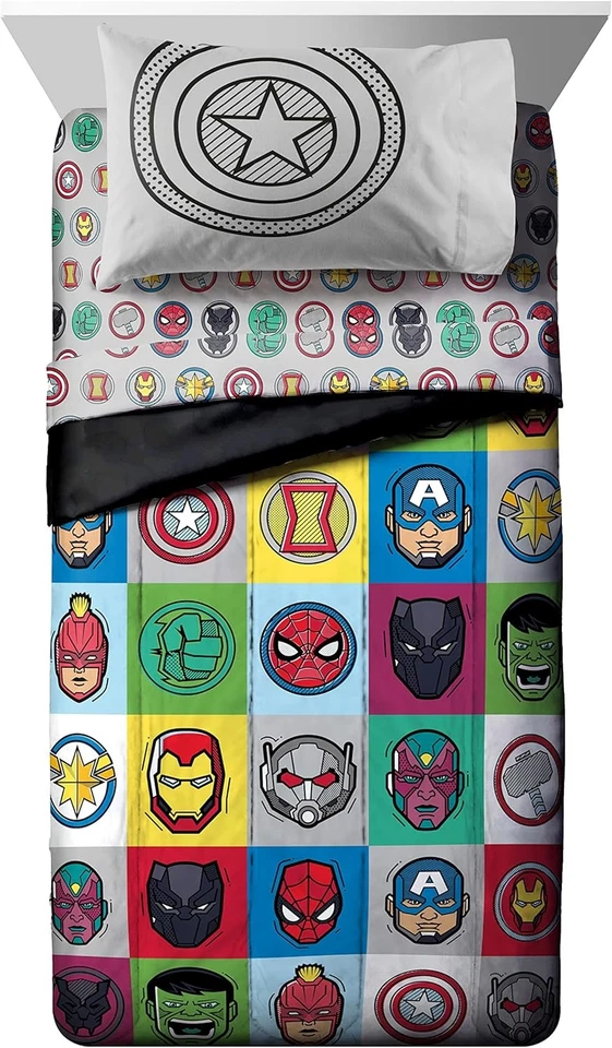 Marvel Avengers Pop 7 Piece Full Size Bed Set - Includes Comforter & Sheet Set - Image 2 of 4