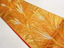 7409058: JAPANESE KIMONO JAPANESE FUKURO OBI / EMBROIDERY / WOVEN LEAF