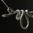 Punk Snake Pendant Necklace Silver Tone Winding Choker Hip Hop Jewelry Gift Unis