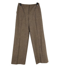 TALBOTS PETITES Brown/Black HERRINGBONE PLAID PRINT Lined WOOL Pockets PANTS 4P