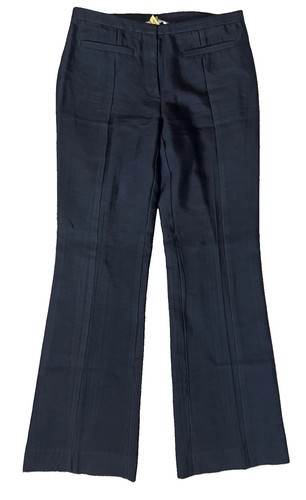 Tory Burch Women's Black Dress Pants 0 Wool Silk Twill Straight Flat Front Zip