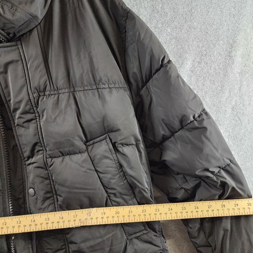 Vince Camuto langer gesteppter gefütterter Wandermantel Herren L/G schwarz Reißverschluss ~ - Bild 5 von 19