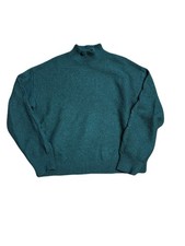J.CREW Sweater Womens Long Cotton Cable Mock Neck Pullover Green- Large
