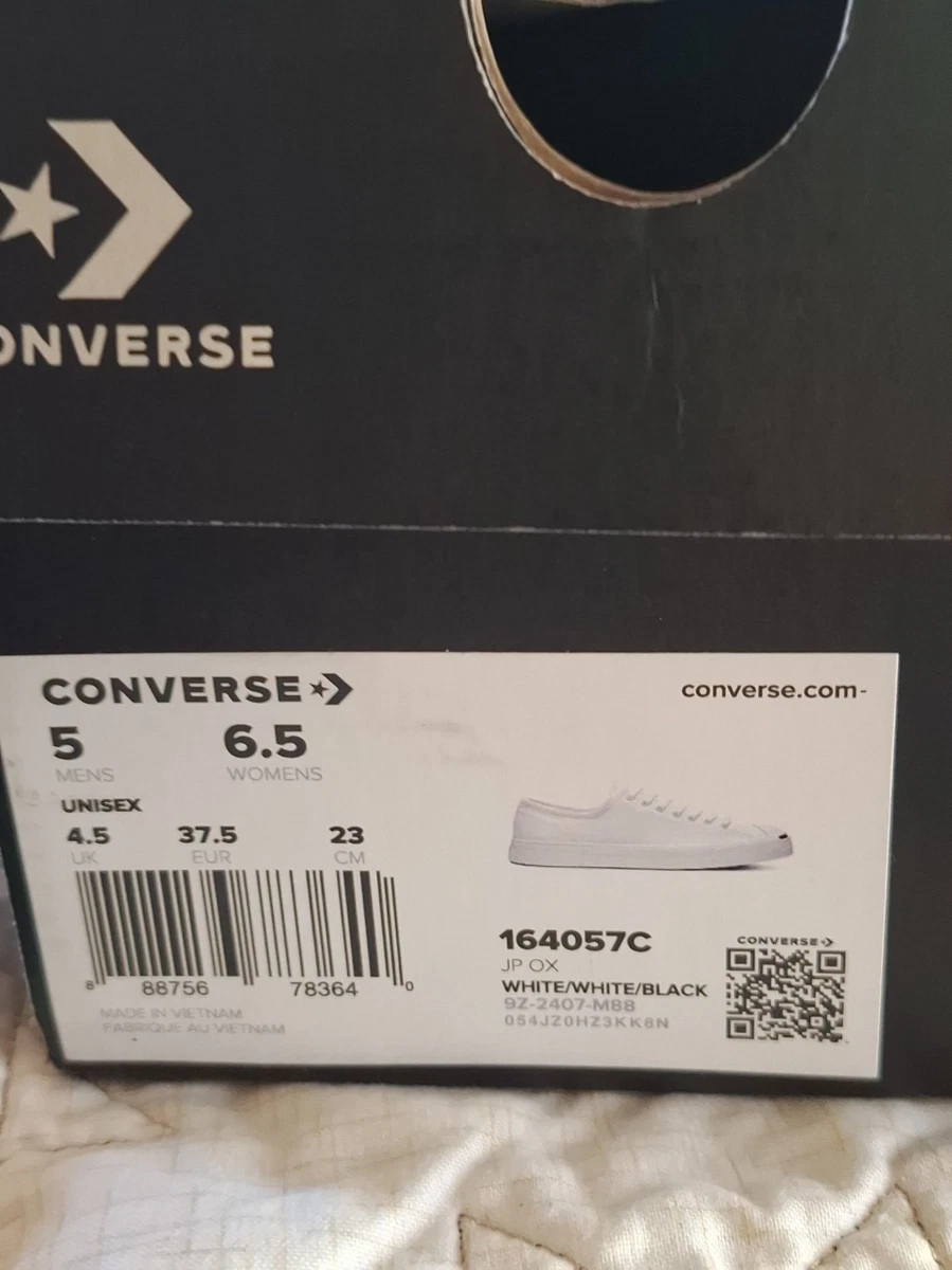 Converse Jack Purcell Low weiß schwarz Unisex Herren 5 Damen 6,5 164057C Karton