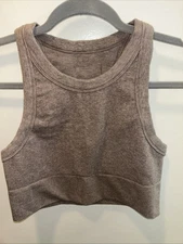 Alo Ribbed Crop Tank Top Browm Women’s Size Medium Gym Training Yoga Running