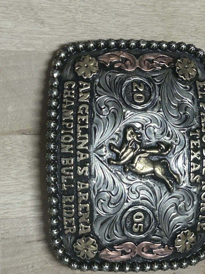 Champion Bull Rider Trophy Buckle 2005 El Paso Del Norte, Texas Angelina’s Arena - Image 4 of 4