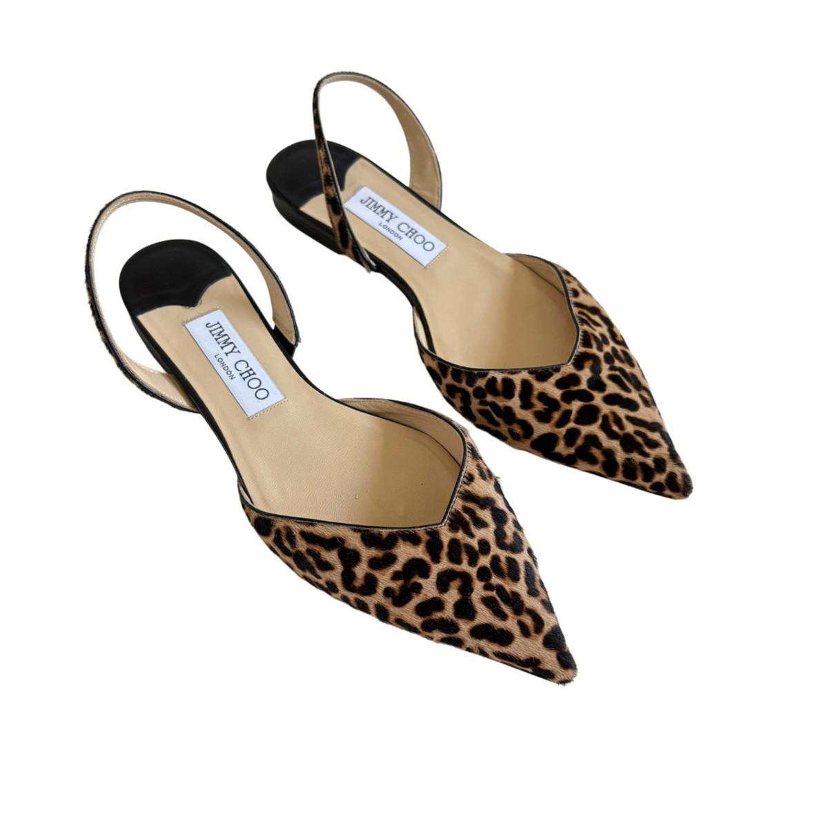 Jimmy Choo Leopard Print Pony Hair Slingback Flats, Size 37 | eBay