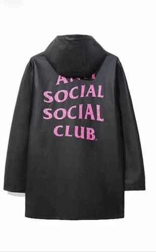Anti Social Social Club ASSC Black Rain Jacket Hoodie Logo Print video thumbnail