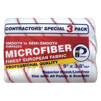 PREMIER 3PKMCR-38 Microfiber Roller,9''L,3/8''Nap,PK3 34AN69