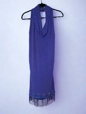 Latin Rhythm Ballroom Competition Dance Dress Blue, rhinestones  S-M, 4-6 