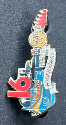 HARD ROCK CAFE Pin Badge MALTA 16th Anniversary 2016 Guitar Ship