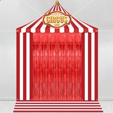 Carnival Circus Party Decorations Circus Tent Door Cover Banner Red White Str...