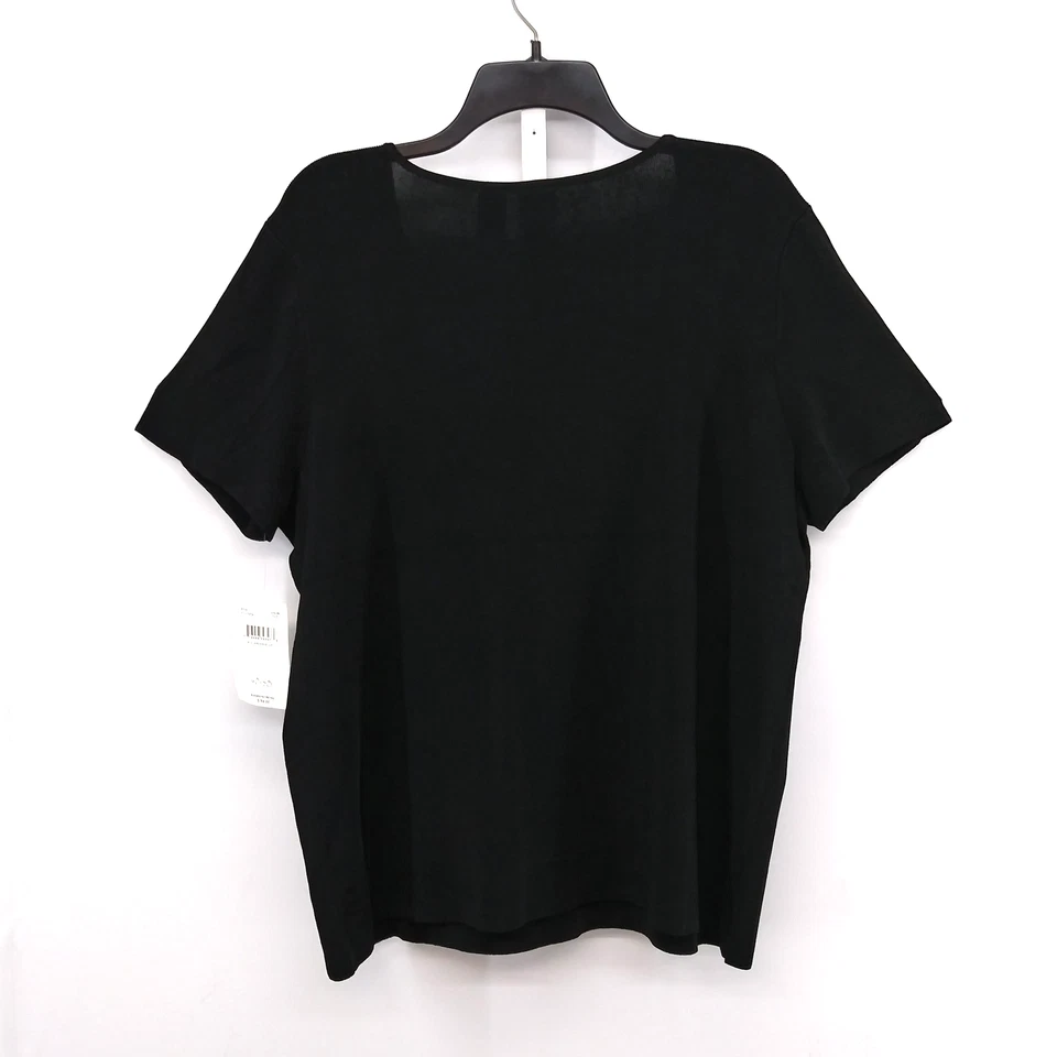 Camisa Emma James para mujer 2X negra con cuentas adornada cuello redondo manga corta nueva con etiquetas Foto 4 de 4