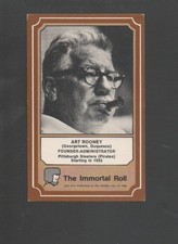1975 Fleer Hall of Fame Immortals Football Card-Art Rooney-Pittsburg Steelers