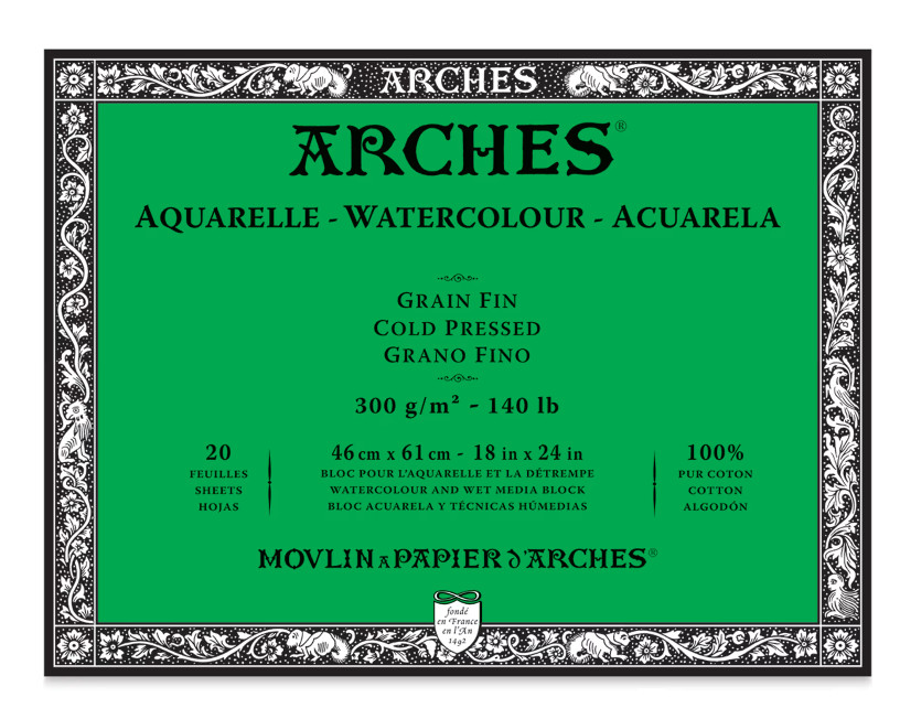 Arches Watercolor Paper Block, Cold Press, 12" x 16", 140lb *NEW Unopened*