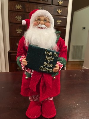 17'' Santa Dressed For Bed Reading Twas the Night before Christmas