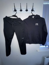 Boys Under Armour Black Tracksuit 2-Pcs Set Age 10-12 Size M Excellent Condition