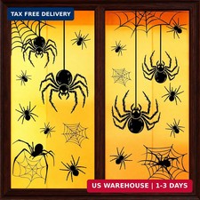 Large Spider Halloween Window Stickers, 9 Sheets Scary Spider Web Decor Set