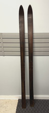 Vintage WOOD SNOW SKIS Pair wall art cabin decor set man cave wooden old winter