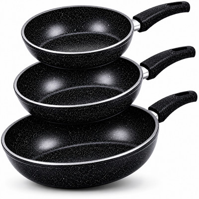 Bratpfannen Pfannenset 3er Set 20/24/30 cm alle Herdarten Induktion Gusseisen