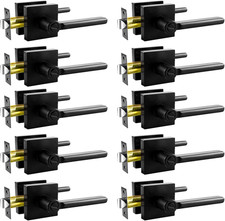 Privacy Door Levers, 10 Pack Matte Black Door Handles, Interior Keyless Door Loc