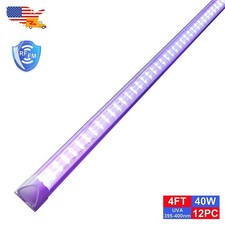 12 Pack UV Black Light Bar 48 inch 40W LED Tube T8 Linkable Party D cor Lighting