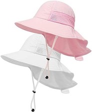 Toddler Baby Sun Hat Kids Summer Beach 6-24 Months 2 Pack - Pink white