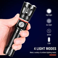 Magnetic Zoomable LED Tactical Flashlight - Rechargeable Work Light