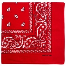 100 Cotton Bandana for Men Women 22" x 22" Paisley Pattern Handkerchief Red