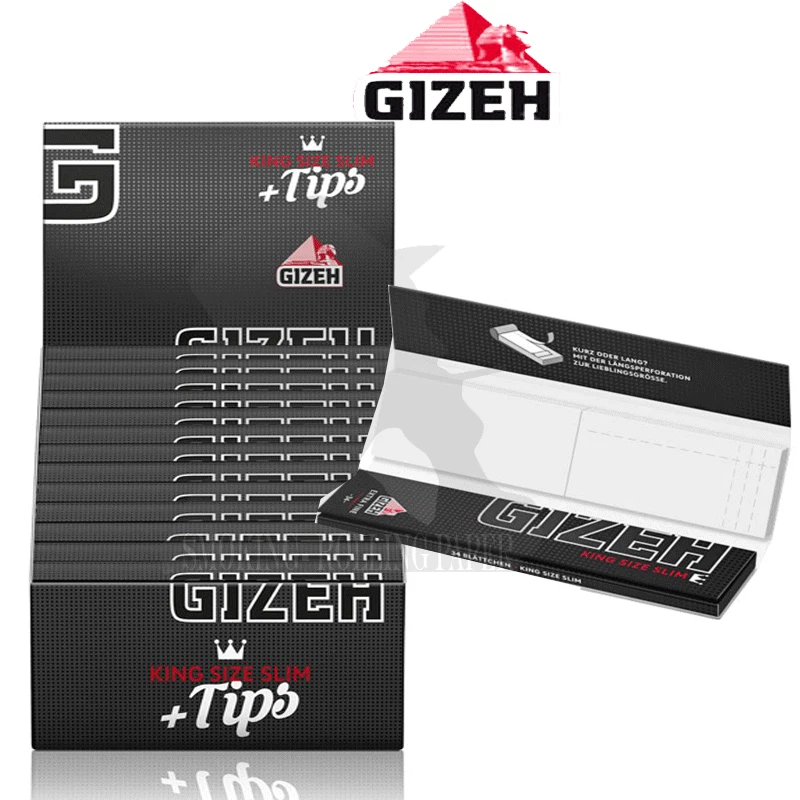 Cartine GIZEH King Size Lunghe Slim Nere +Filtri Di Carta 13 Llibretti