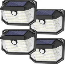 4-Pack Solar Wall Lights Outdoor with 3 Modes & Reflector, Waterproof Bright ...