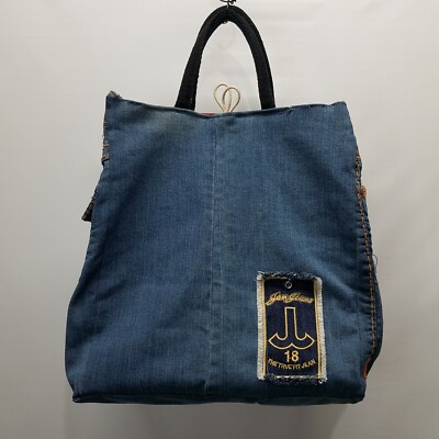Jam Jeans Denim Tote Bag Canvas Lining Rope Handles With
