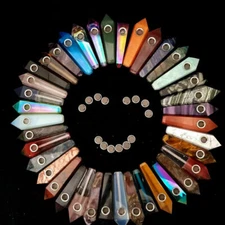 Natural Quartz Crystal Smoking Pipe Obelisk Point Rock Wand Reiki Healing Stone