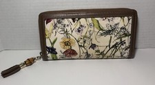 GUCCI Flora Bamboo Tassel Zip Around Long Wallet