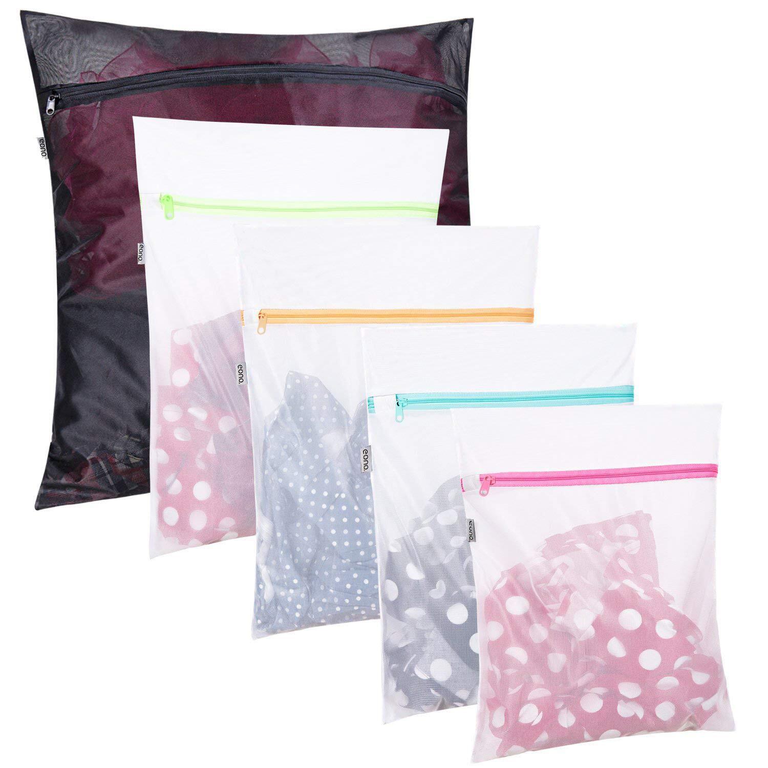 Eono Essentials Set of 5 Mesh Laundry Bags-1 Large, 2 Medium & 2 Small (K8e)