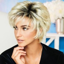 Fashion Blonde Ombre Blonde Pixie Wigs Short Pixie Cut Blonde Wigs Dark Root