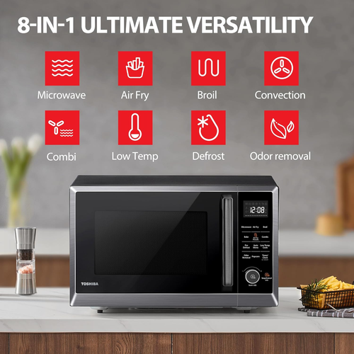 Air Fryer Combo 8-In-1 Countertop Microwave Oven, with Convection, Broil, Odor R - Picture 6 of 11