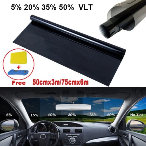Window Tint Film Black Roll VLT 5% 35% 50% Car Home 50cmX3m/75cmX6m Tinting Tool - Picture 7 of 24